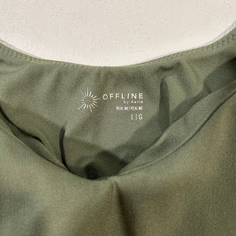 Offline by Aerie Olive Green Tank Top Built In Bra Stretchy Lounge Active Top Si - Picture 5 of 8